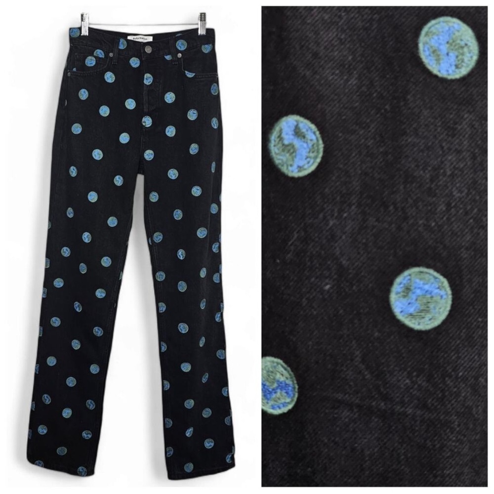 REFORMATION Earth Embroidered High Rise Straight Long Jeans 24 - Picture 2 of 10